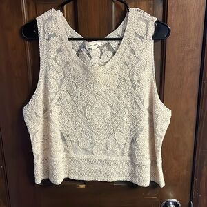 Cream mesh tank top
